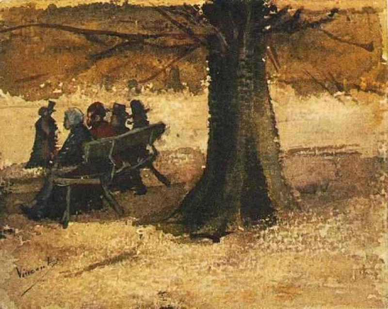  222-Vincent van Gogh-Quattro persone su una panchina 